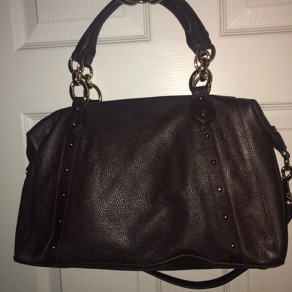 Deep purple caviar leather coach satchel - Picture 3 of 5